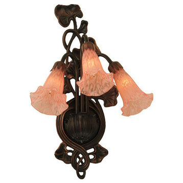 10.5W Pink Pond Lily 3 LT Wall Sconce
