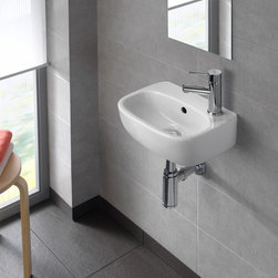 Moda 14" Wall-mount ceramic Sink with overflow and one right-hand faucet hole - Bathroom Sinks