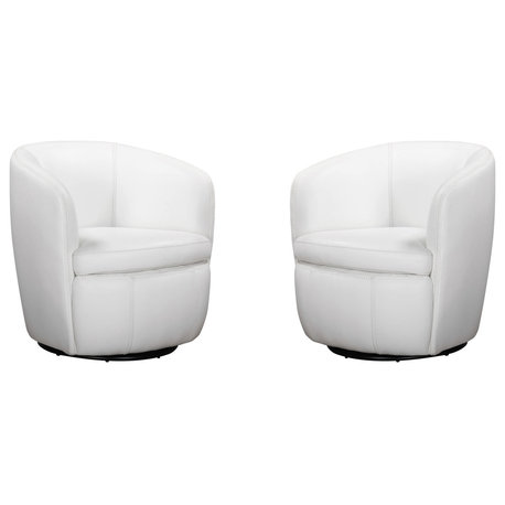 Parker Living Barolo Snow 100% Italian Leather Swivel Club Chair Two Pack, Snow