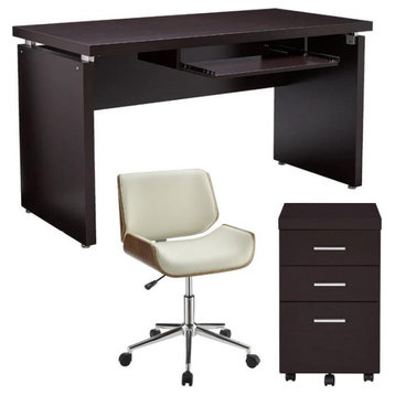 Home Square 3 Piece Set with Writing Desk Office Chair & Mobile File Cabinet