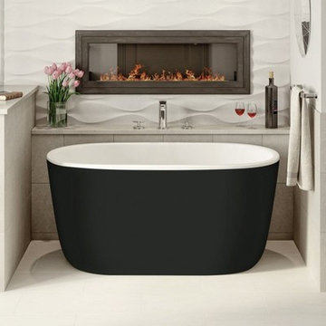 Aquatica Lullaby-Nano-Blck-Wht™ Small Freestanding Solid Surface Bathtub