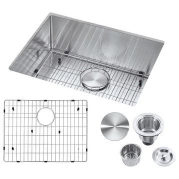 23"Farmhouse Kitchen Sink and Drain Assembly  Strainer, Protective Bottom Grid