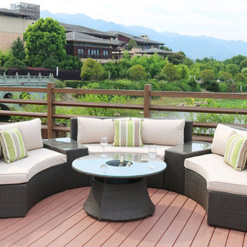 Echo Outdoor Rattan Sectional With Ice Bucket Insert Coffee Table