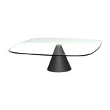 Oscar Square Large Clear Glass Coffee Table, Black Base