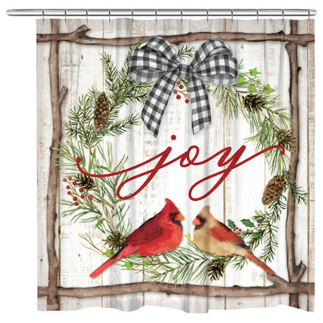 Joyful Cardinals Shower Curtain