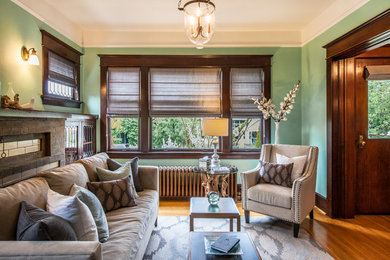 Arts and crafts living room photo in Seattle