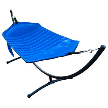 Padded Olefin Fabric Hammock and Steel Arc Stand Combination