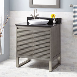 30" DICKSON TEAK VANITY FOR SEMI-RECESSED SINK - GRAY WASH - Bathroom Vanities And Sink Consoles