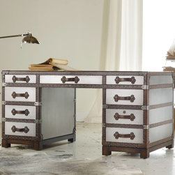 Hooker Furniture Melange 60" Bondurant Desk in Silver - Products