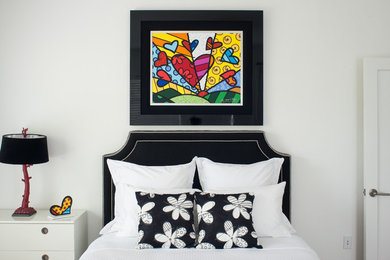 Trendy bedroom photo in Miami