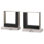 Uttermost - Uttermost Tilman 8x8" Modern Marble Bookends, 2-Piece Set - Modern And Sophisticated These Bookends Feature Black Marble Accents With White Veining, Accented By Brushed Nickel Finished Steel And Crystal Accents.