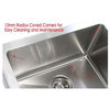 Stainless Steel Curved Front Farm Apron Single Bowl Kitchen Sink, 30"