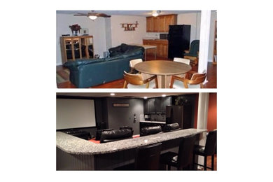 Minimalist home theater photo in Other with gray walls