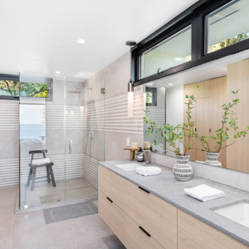 Luxury Modern Primary Bathroom - Coastal Cliffside Ocean Views
