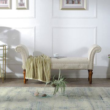 Elise Roll Arm Entryway Bench, Putty Beige