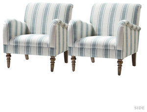 Stripe Armchair Set of 2, Blue