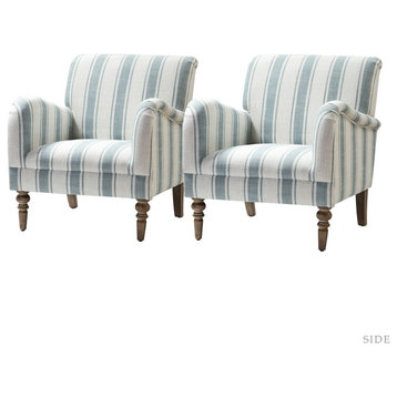 Stripe Armchair Set of 2, Blue
