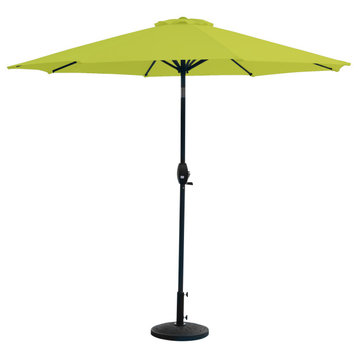 WestinTrends 9Ft Outdoor Patio Market Umbrella w/Push Button Tilt, Resin Base, Lime Green