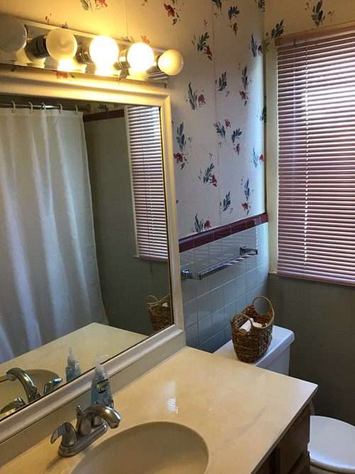 Bathroom Refresh With Gray And Maroon Tile