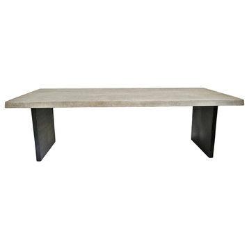 Modern Gray Oak and Iron Dining Table