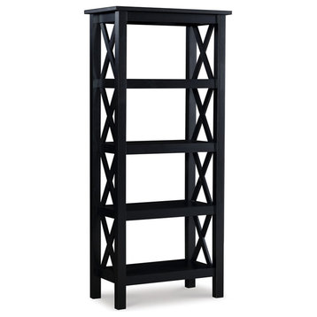 Linon Dalton Wood Four Shelf Bookcase in Black