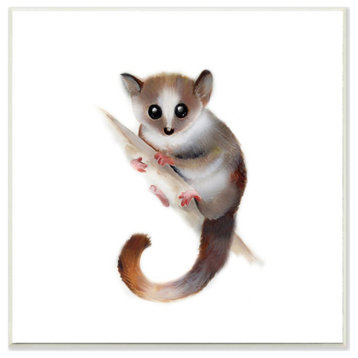 Cute Cartoon Baby Lemur Zoo Animal Painting, 12"x12"