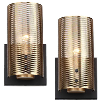 2 Pack Modern Brass Wall Sconces Industrial Mesh Wall Sconces Set Of Two