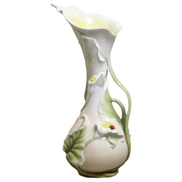 Calla Lily and Lady Bug Vase, Calla Lily, Fine Porcelain