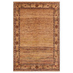 Bareens Designer Rugs - Contemporary Gabbeh Rosalind Beige/Blue Wool Rug - 8'6'' x 9'10'' - With strict standards of craftsmanship and quality of materials used this modern inspired hand knotted Gabbeh rug is a unique piece of world art. A fashionable handmade rug crafted by skilled artisans with trendy and elegant design with sophisticated modern color pallet creates a compelling focal point in any living area. Hand-knotted Gabbeh rugs are the simplest of all oriental handmade rugs, featuring small animal and human figures on an empty field. They are also designed with colorful geometric shapes which makes them unique and versatile. A hand-knotted Gabbeh rug is referred to as a modern contemporary and geometric piece of art. Intricately hand-knotted with luxurious wool and outstanding quality this rug meshes with classic to contemporary decor seamlessly.
