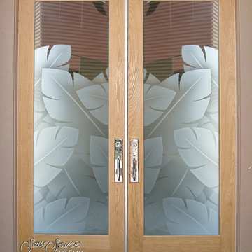 Double Entry Doors - Glass Front Doors - Exterior Glass Doors - BANANA LEAVES 3D