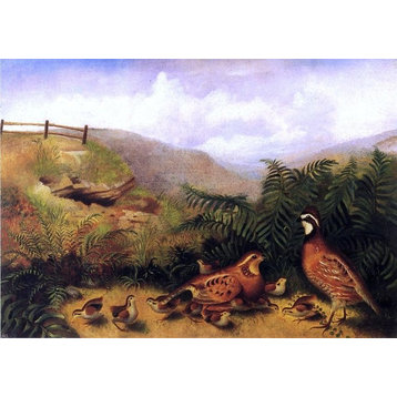 Rubens Peale Landscape With Quail, Cock Hen and Chickens Wall Decal
