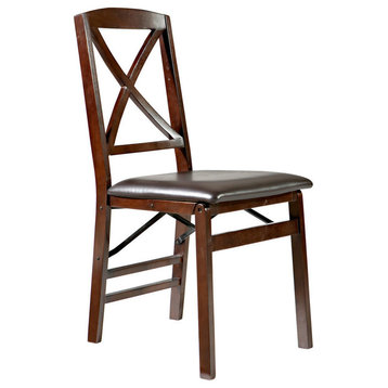 Linon Triena Wood X Back Folding Chair Set of 2 in Merlot