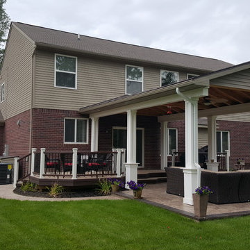 Trex Transcend Deck With Custom Covered Porch Pavilion Troy, Mi