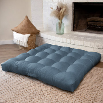Sorra Home Sunbrella Spectrum Denim Square Floor Pillow With handle 40x40x5"