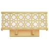 Soft Gold Fretwork, Ornamental, Transitional, Sophisticated Double Sconce