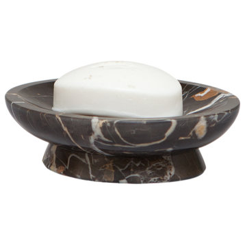 Vinca Collection Oval Soap Dish, Black and Brown