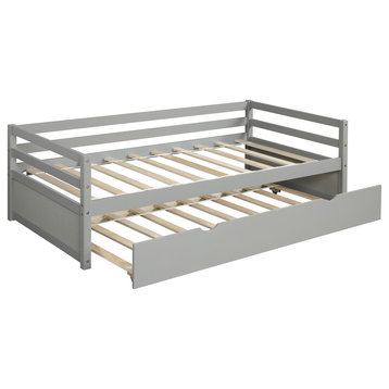 Gewnee Daybed with Trundle Frame Set, Twin Size in Gray