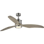 Progress - Progress P250002-009-30 Farris - 60" Ceiling Fan with Light Kit - Farris features three solid wood carved blades to form a sleek, modern design. The 60" ceiling fan includes an integrated LED light kit that is removable to provide the option in non-illuminated applications. Available in Brushed Nickel, Oil Rubbed Bronze and Graphite finishes. A full function remote control with batteries is included, and the dual mount canopy accommodates flat or sloped ceilings.