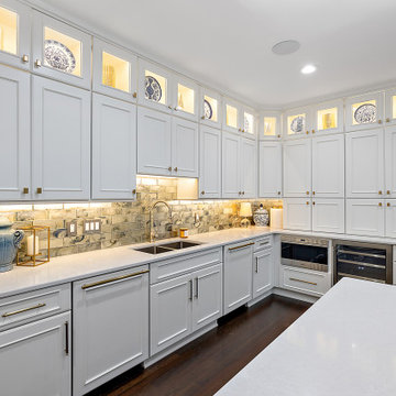 Showplace Chateau Kitchen in White Dove and Cherry Thunder with Ebony glaze