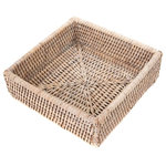 Artifacts Trading Company - Artifacts Rattan™ Luncheon Napkin Holder, White Wash - Complete your table setting with this elegant handwoven napkin holder. Whether it's a casual or formal setup, our durable and tight rattan weave stained in honey brown, white wash or tudor black will complement your napkins or guest towels.