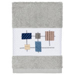 Linum Home Textiles - Khloe Embellished Washcloth - The KHLOE Embellished Towel Collection features a mod geometric grid embroidery on a woven textured border.