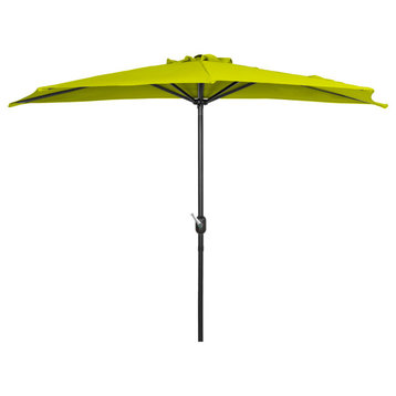 WestinTrends 9Ft Half Round Outdoor Patio Market Umbrella For Wall Balcony, Lime Green