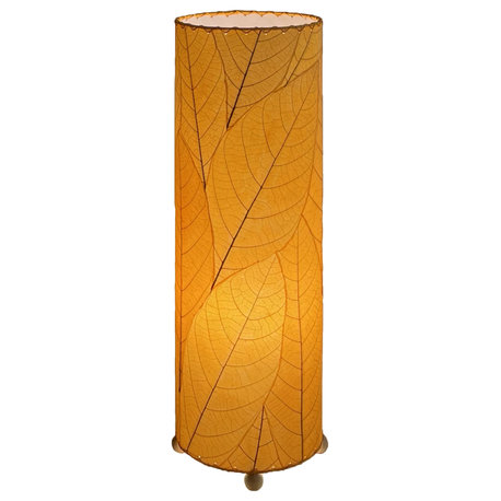 24 Inch Cocoa Leaf Cylinder Table Lamp Orange