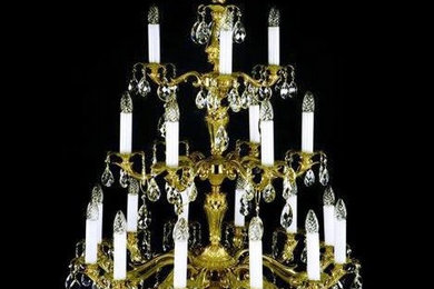 Large 3 tier cast antique chandelier