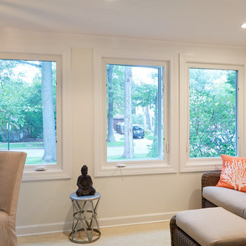 Exterior porch renovated into interior sunroom