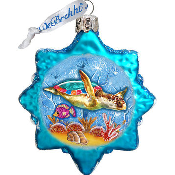Keepsake Starfish Coastal Scenic Glass Ornament