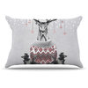 Nika Martinez "Christmas Deer Snow" White Holiday Pillow Case, King, 36"x20"