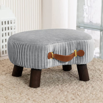 Modern Small Curved Foot Stool with Handle, Grey