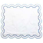 Hamburg House - Sorento Pillow Shams, Set of 2, King - The beautifully soft Sorento Pillow Shams are a chic update for your bedroom linens. Made from white 100% cotton yarns woven into soft percale, the Sorento Pillow Shams are a neutral addition that can be used to complement almost any existing color scheme. The blue embroidered scalloped edges add a delicate touch. Complete your set with the matching Sorento duvet, sheet and pillowcases (all sold separately).