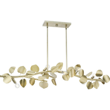Laurel Collection 7-Light Island Linear Chandelier Light, Gilded Silver
